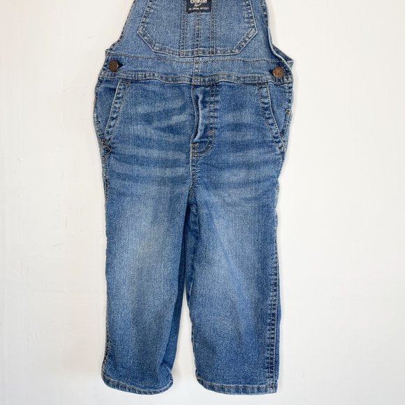 Oshkosh B'Gosh Denim Blue Jeans Unisex Overalls Size 2T Toddlers Girls or Boys - Picture 3 of 5